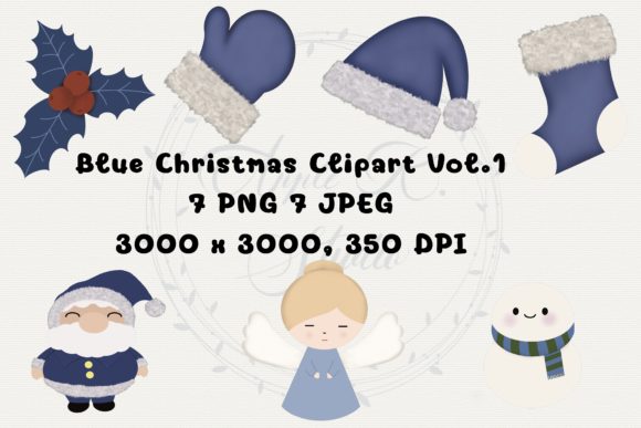 Blue Christmas Clipart 1: Festive Illustrations for Brands