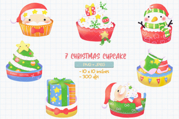 Christmas Cupcake Curt Clipart: Festive Illustrations