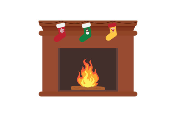 Christmas Fireplace Vector-1: Cozy Illustrations