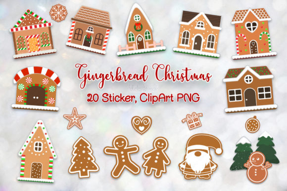 Christmas Gingerbread Clipart Sticker: Festive Illustrations