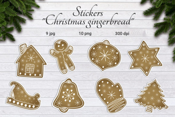 Christmas Gingerbread Stickers: Festive Illustrations