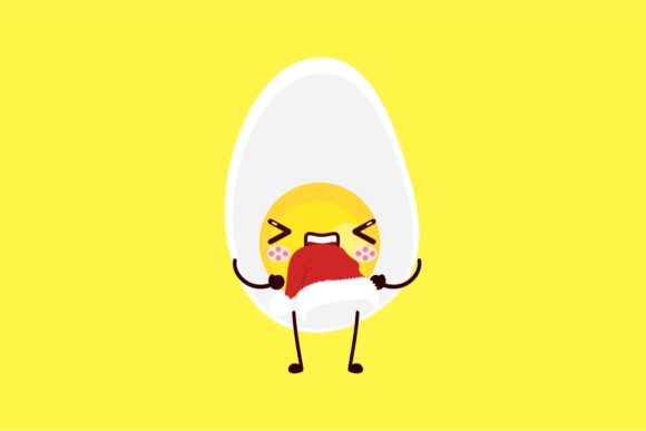 Christmas Hat Kawaii Emoji Egg Flat: Cute Illustrations