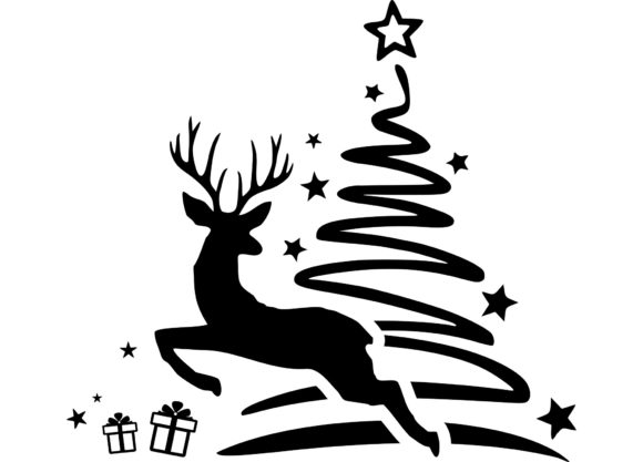 Christmas Silhouette Deer: Premium Illustrations