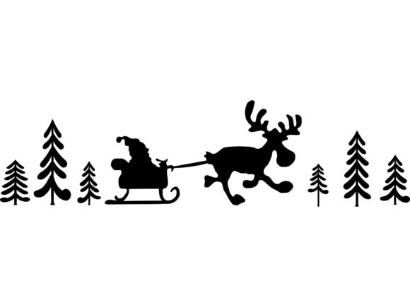 Christmas Silhouette Santa Claus Sledge Illustrations
