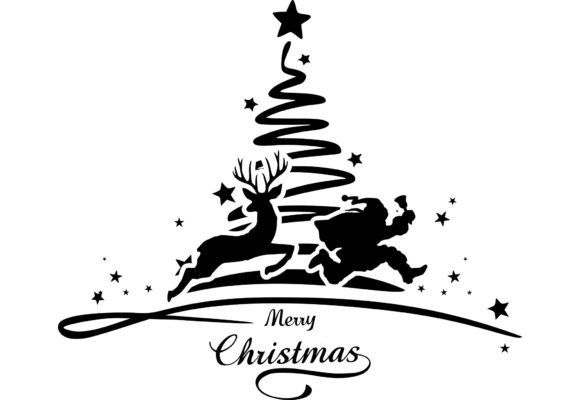 Christmas Silhouette Tree Stress: Festive Illustrations