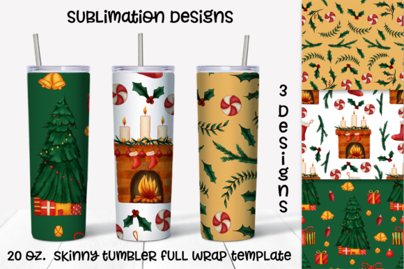 Christmas Tree and Fireplace Sublimation: Festive Illustrations