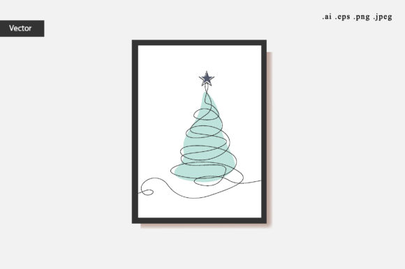 Christmas Tree One Line Drawing: Minimalist Illustrations