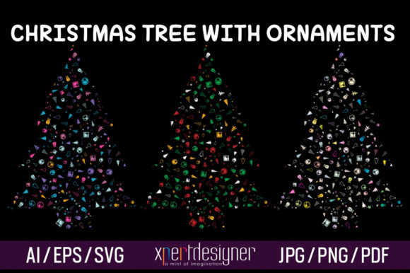 Christmas Tree with Ornaments Vol - 01: Premium Illustrations