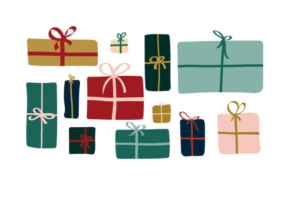 Colorful Christmas Boxes Clipart SVG for Illustrations
