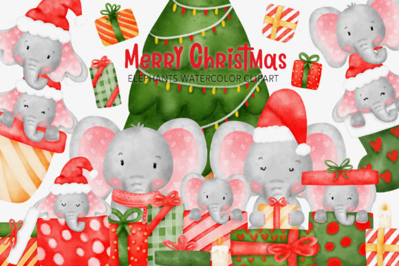 Elephant Merry Christmas Watercolor Illustrations Review