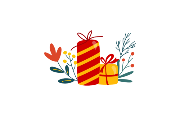 Festive Christmas Gif Box Decoration Illustrations