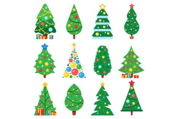 Flat Paper Christmas Tree: Perfect Illustrations