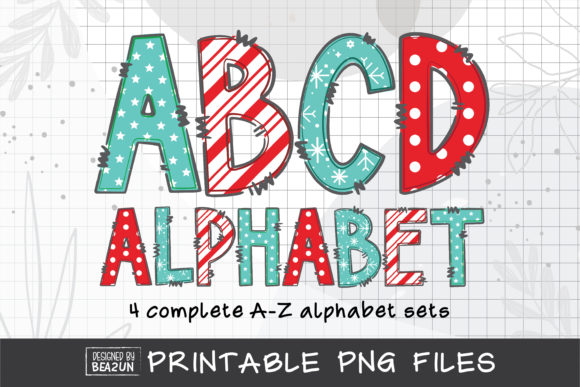 Red Aqua Christmas Letters: Festive Illustrations