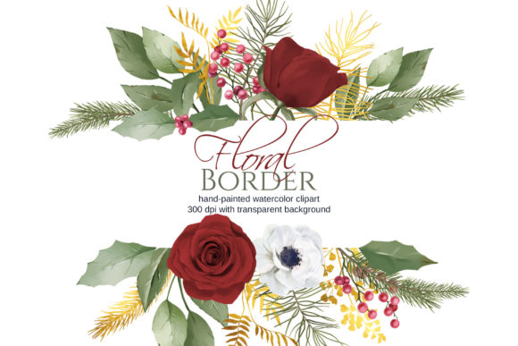 Red Gold Christmas Border: Premium Illustrations