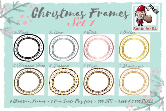 Sublimation Christmas Frames Set 1: Festive Illustrations
