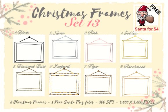 Sublimation Christmas Frames Set 13: Festive Illustrations