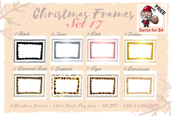 Sublimation Christmas Frames Set 17: Festive Illustrations