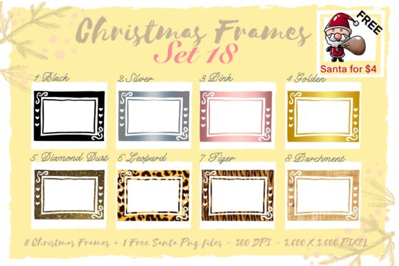 Sublimation Christmas Frames Set 18: Festive Illustrations