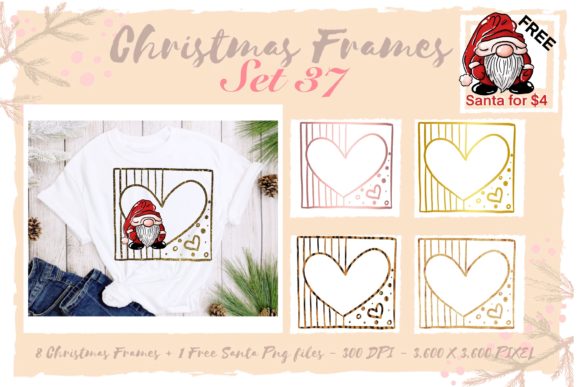 Sublimation Christmas Frames Set 37: Festive Illustrations