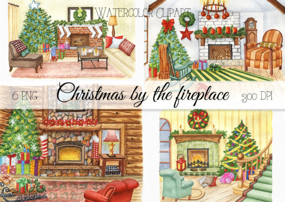 Watercolor Christmas Scene: Festive Illustrations for Design