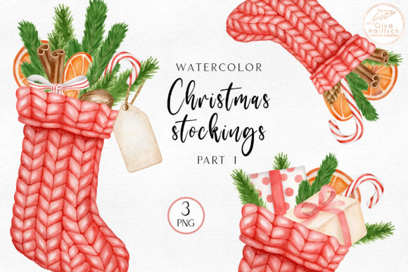 Watercolor Christmas Socks: Festive Illustrations