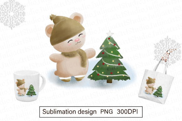 Winter Bear with Christmas Tree: Seasonal Illustrations